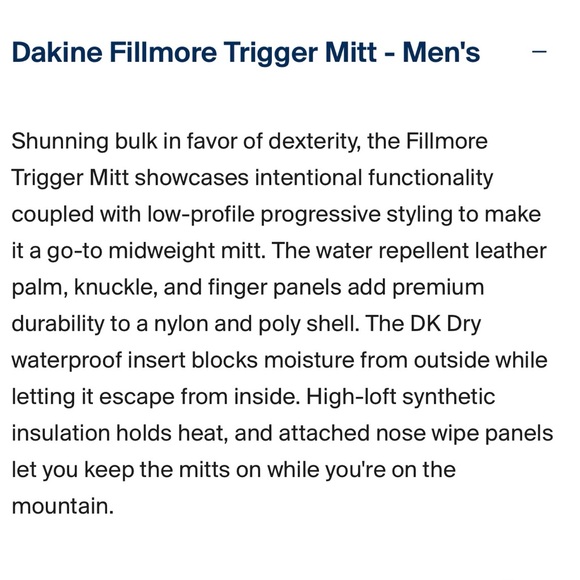 🏂 NWT DAKINE FILLMORE TRIGGER MITT SIZE XL SNOWBOARD - Picture 4 of 9